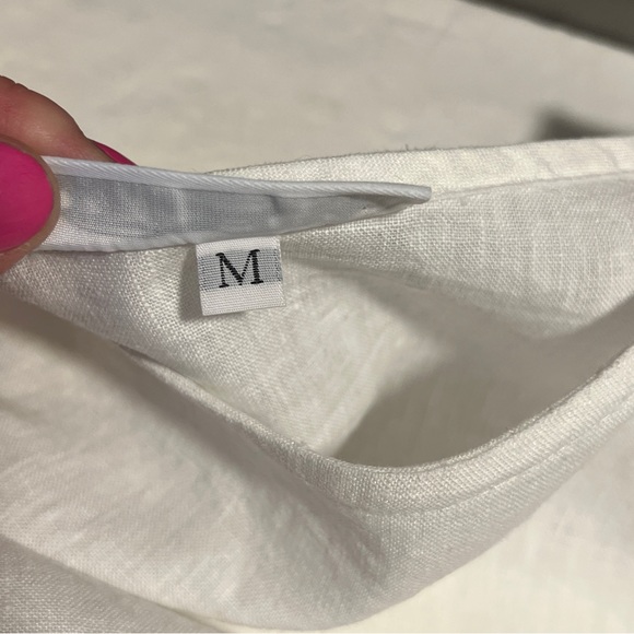 Bryn Walker white Artist Light Linen Round Neck Long Sleeve Shirt - Picture 7 of 7